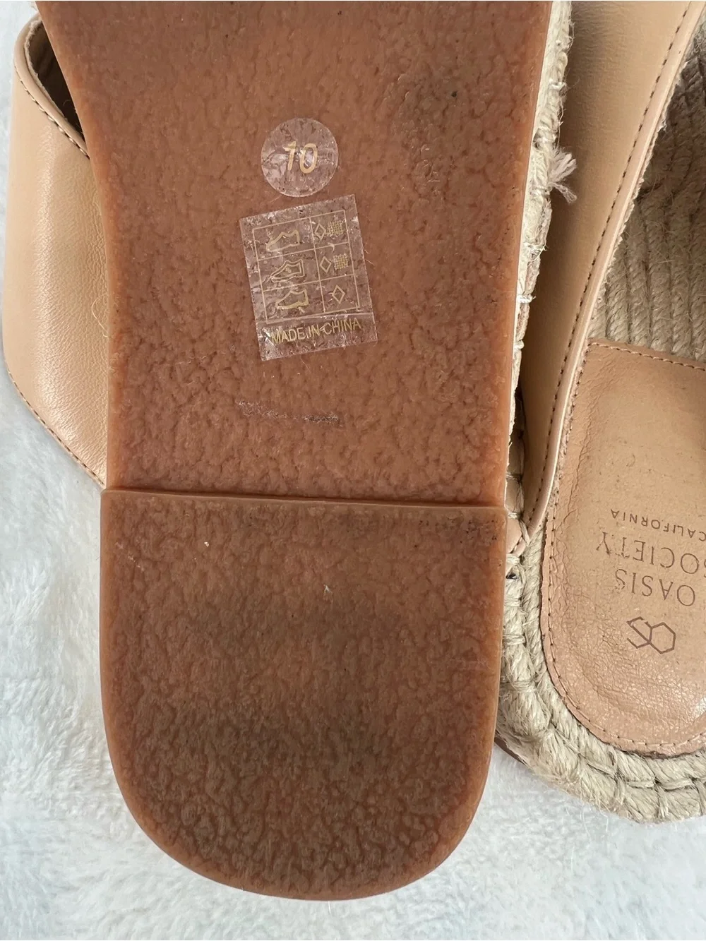 Oasis Society Cross My Heart Frilly Strap Sandal Nude Molly Slide Sz 10 Neutral